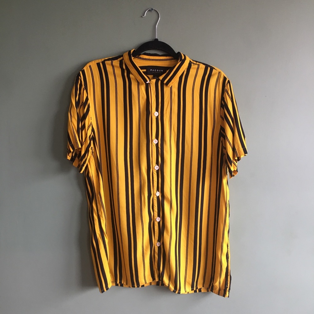 Black & Yellow Striped Button-down